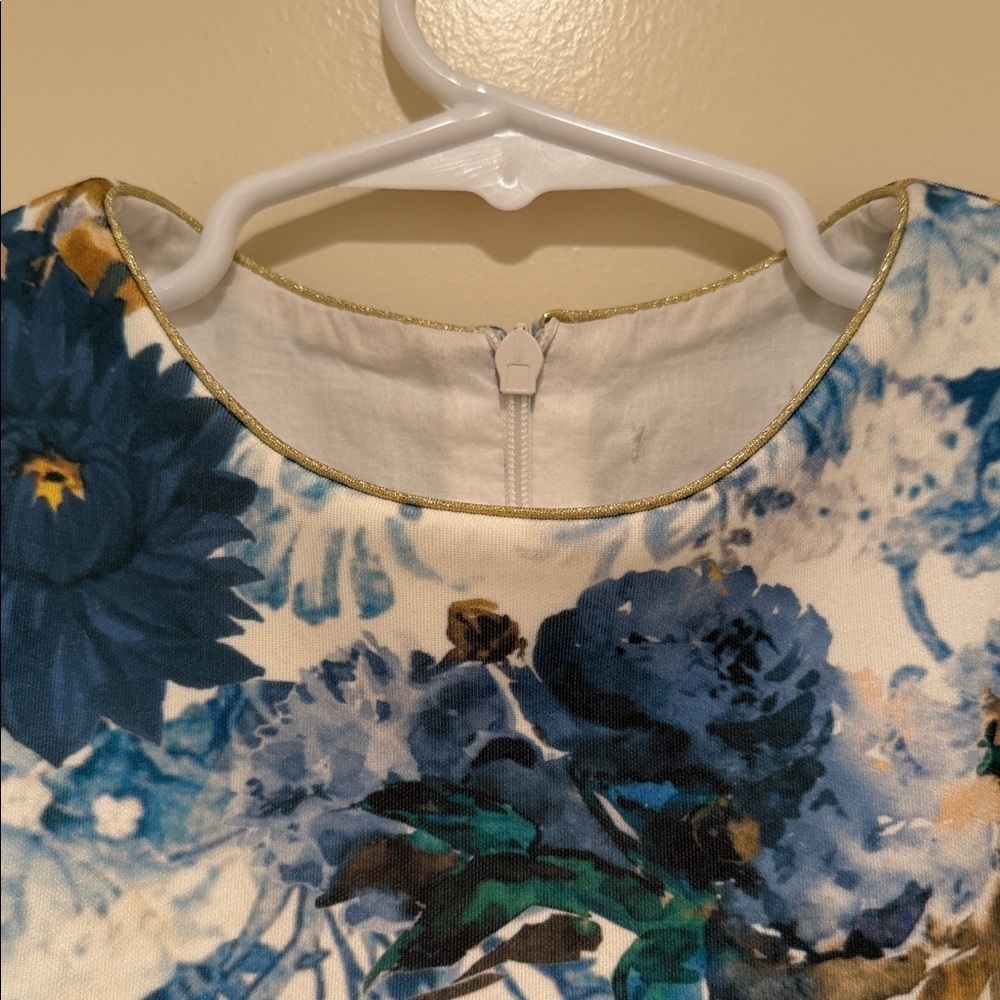 Patachou Girls Blue Floral Party Dress 5T Made in Portugal - Picture 2 of 8